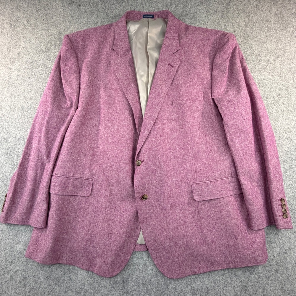 Stafford Signature Mens 54 Big Regular Pink Linen Blend Sport Coat Blazer